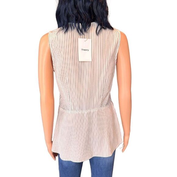 NWT Theory Pinstripe Fluid Asymmetrical Silk Top Size Small - Picture 6 of 7